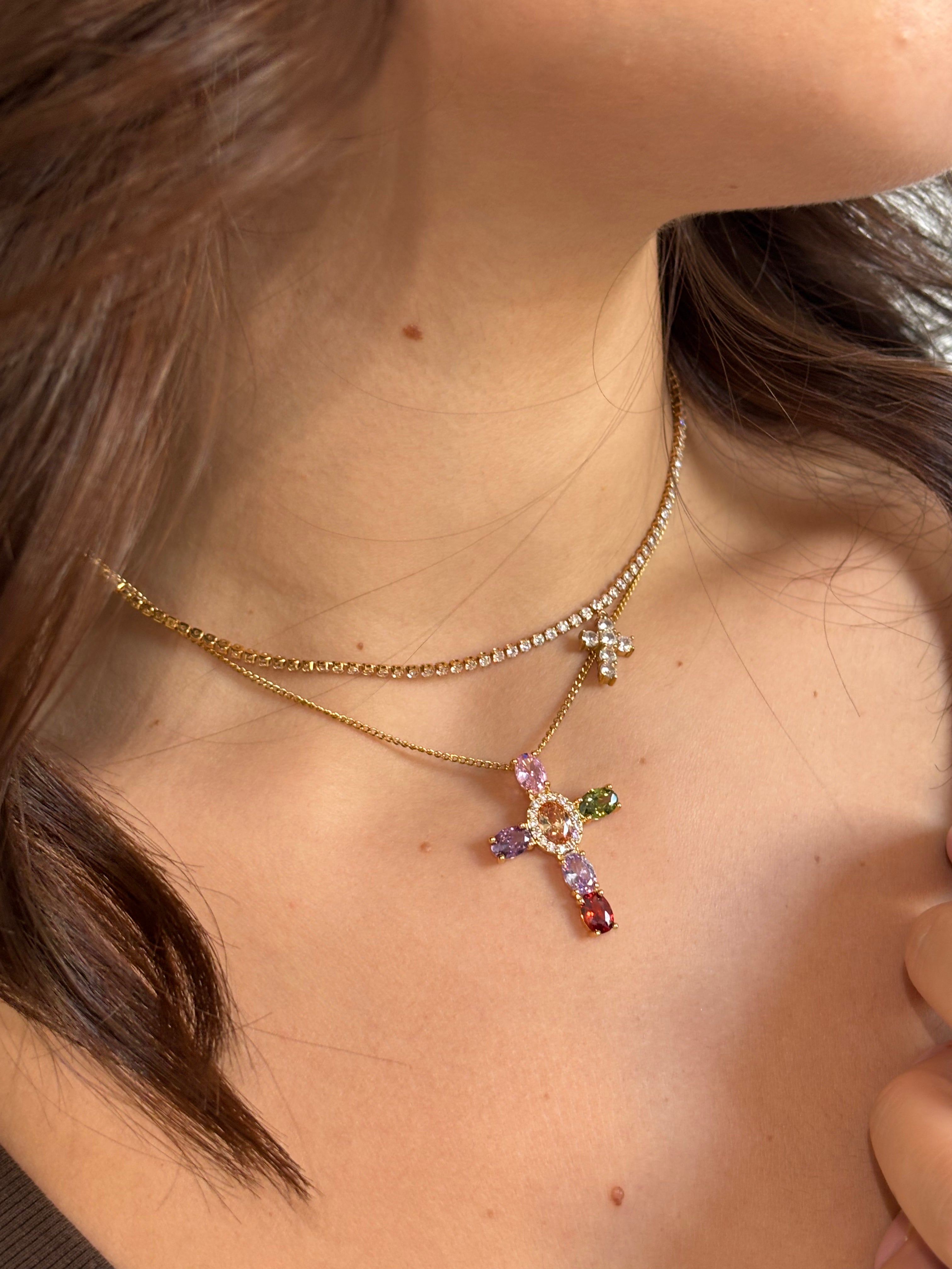 Collana Cross Sparkling